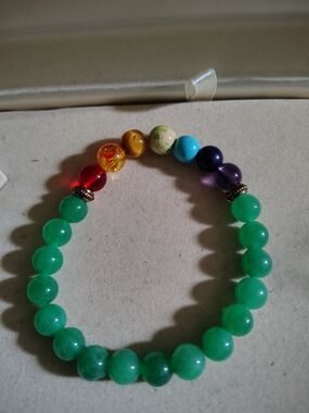 New 7 Chakra Green Aventurine Beaded Stretch Bracelet 🌿